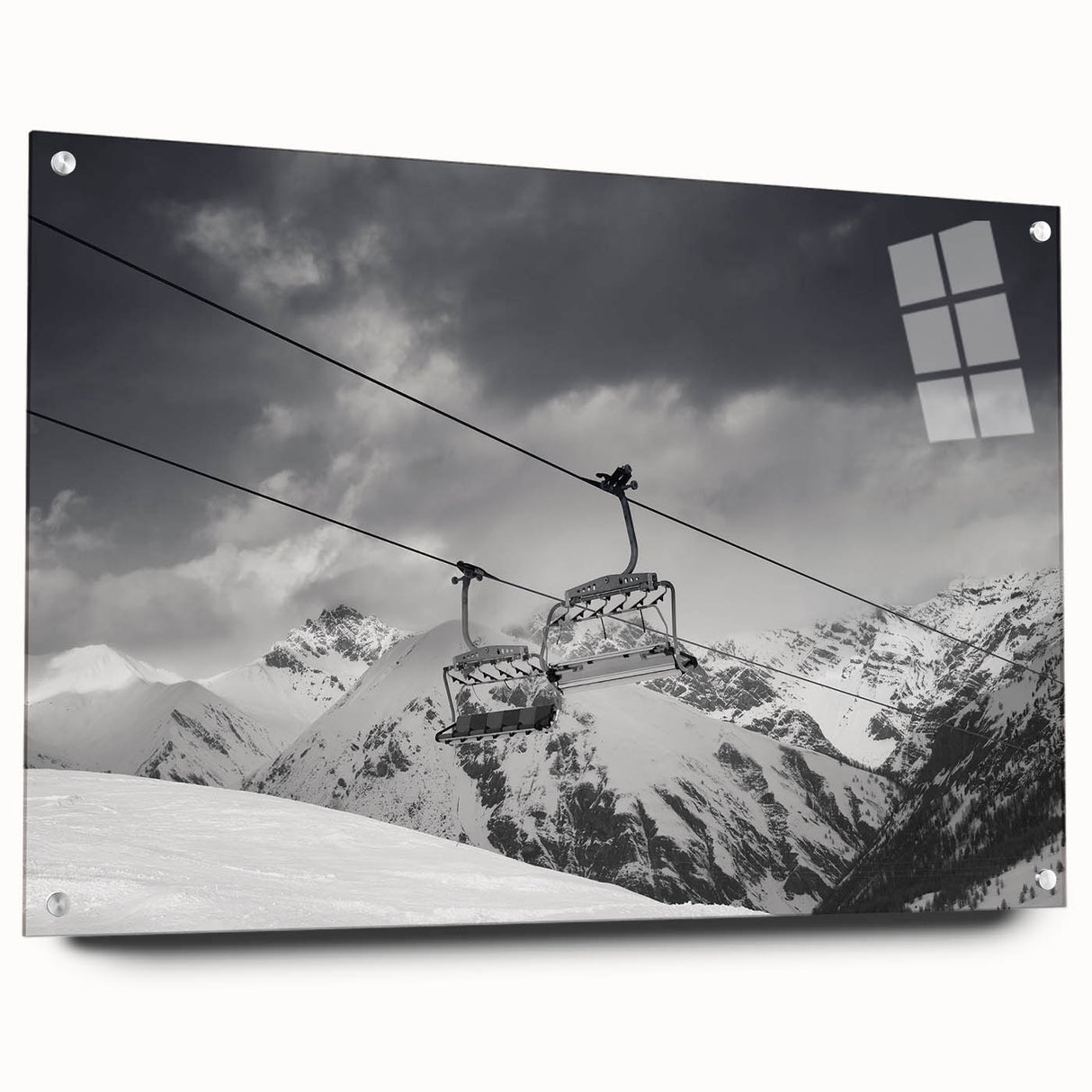 Acrylic print of a side view of various service vehicles in muted earth tones, ideal for dining room decor.