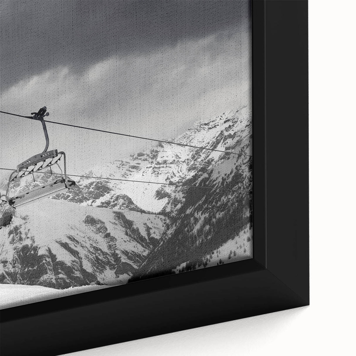 Extra large black wall art on canvas depicting colorful, textured service vehicles, ideal for living room decor.