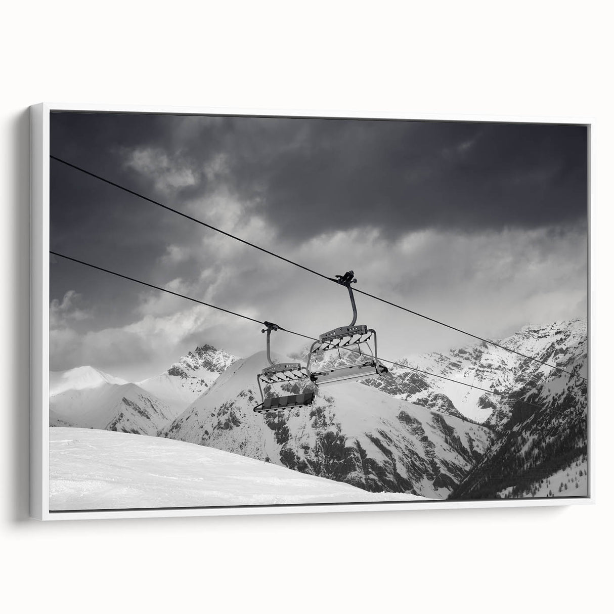 Vintage poster art of colorful service vehicles on a black background, framed canvas, ideal for living room decor.