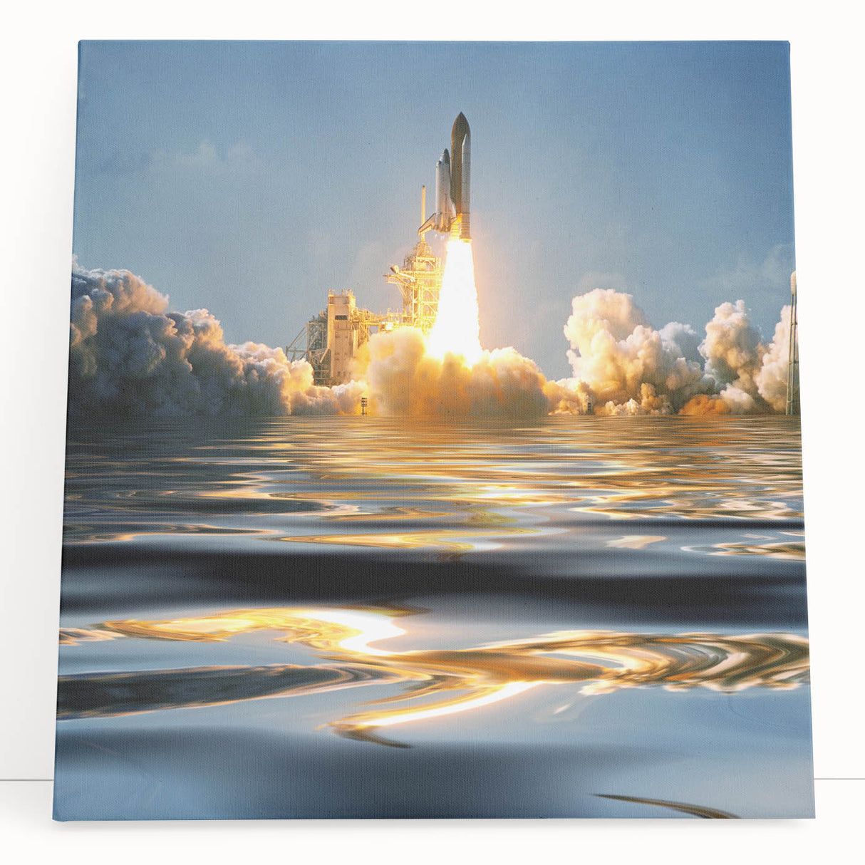 Black and white large art print of spacecraft on stretched canvas, suitable for kitchen or bedroom wall art.