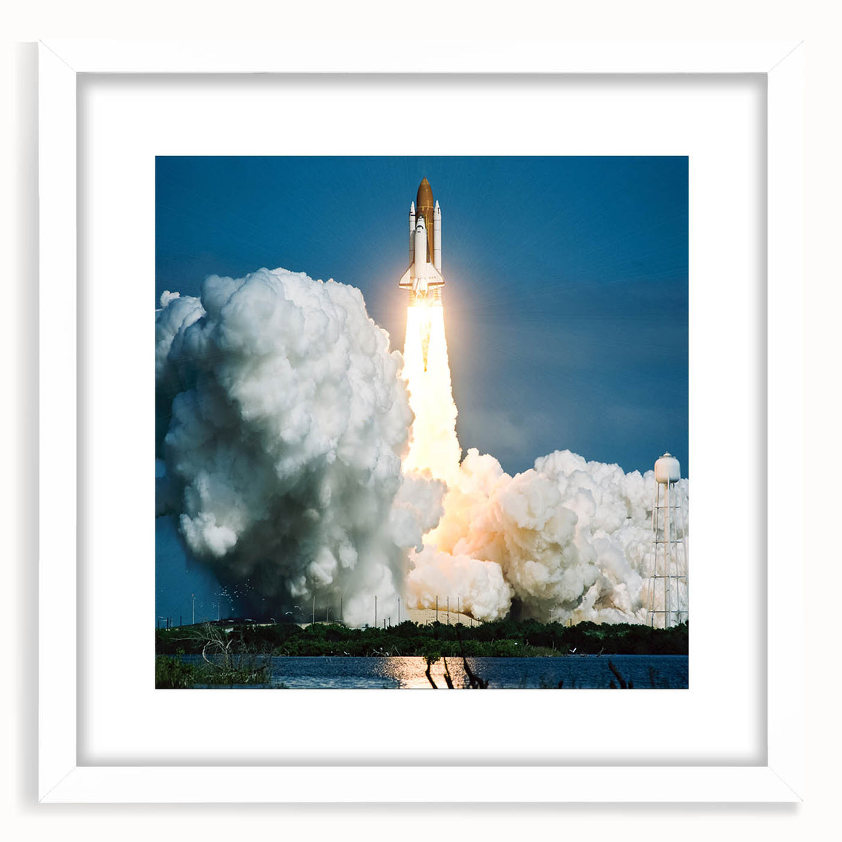 Extra large abstract art print of a spacecraft in textured style, featuring gray and white tones.