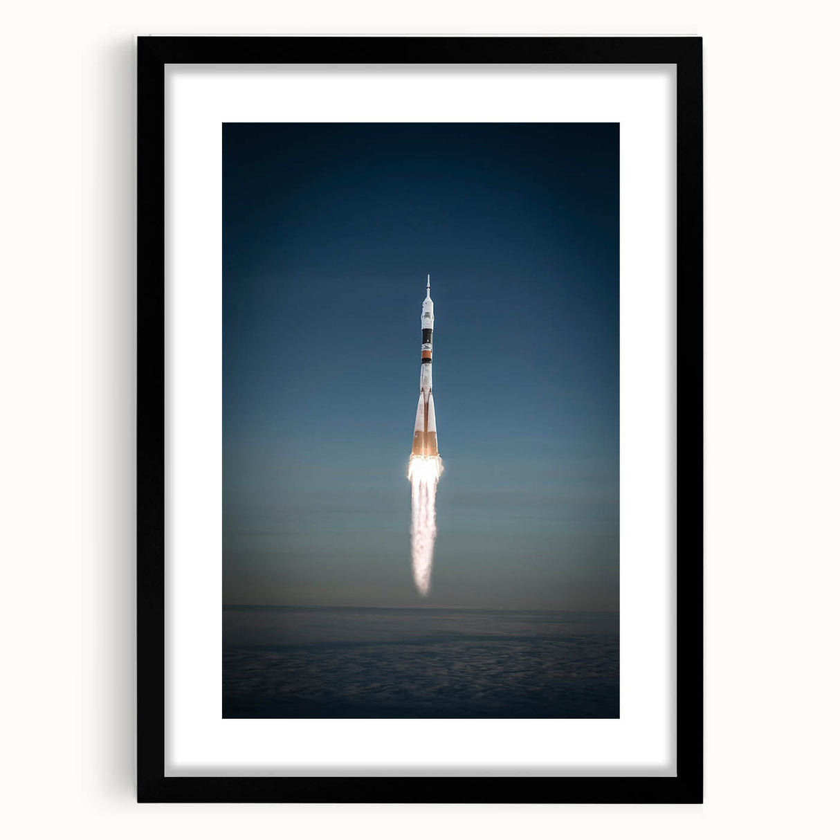 Abstract spacecraft design in vibrant colors on a large textured canvas, ideal for living room decor.