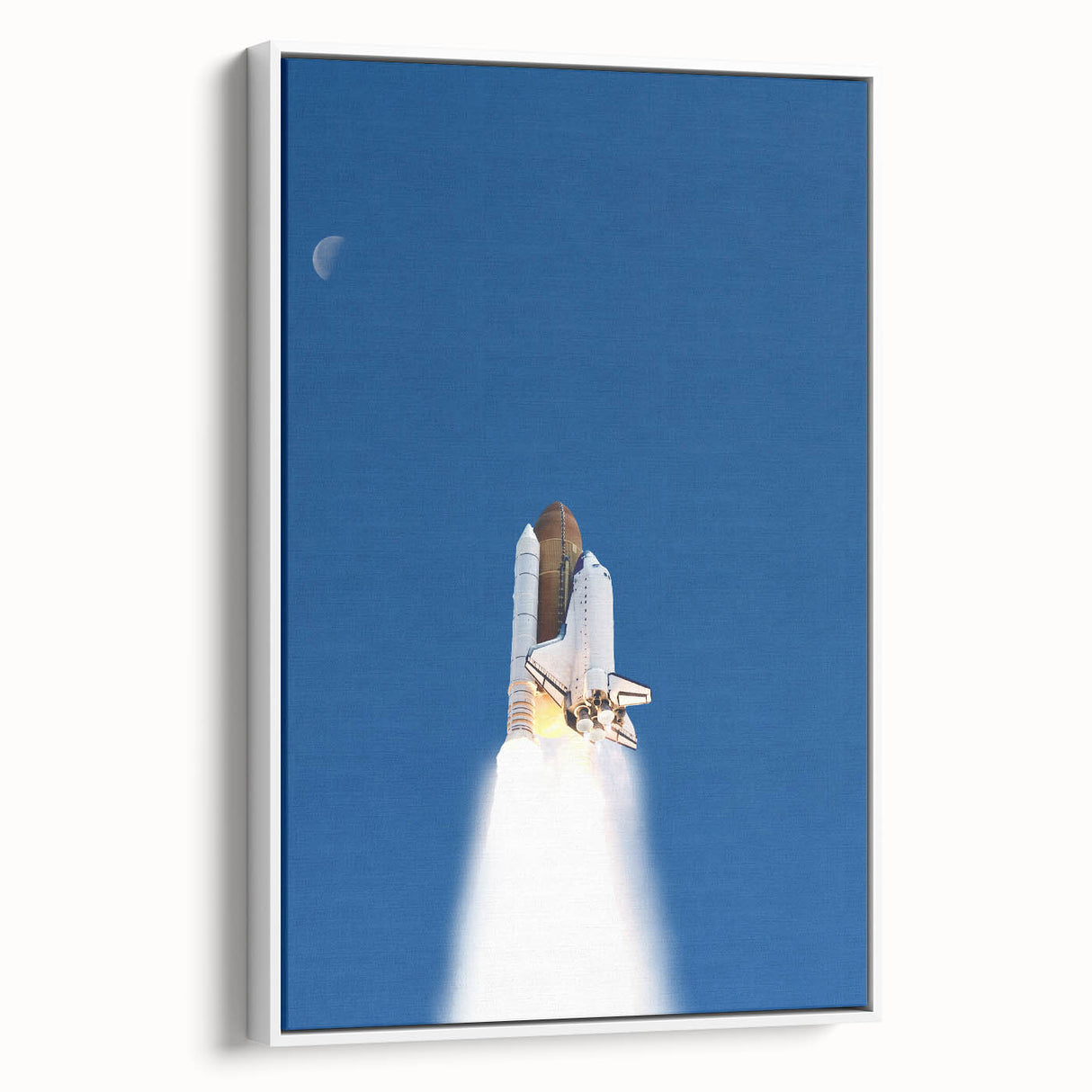 Framed canvas featuring a vintage poster art of a black spacecraft, ideal for bedroom wall art.