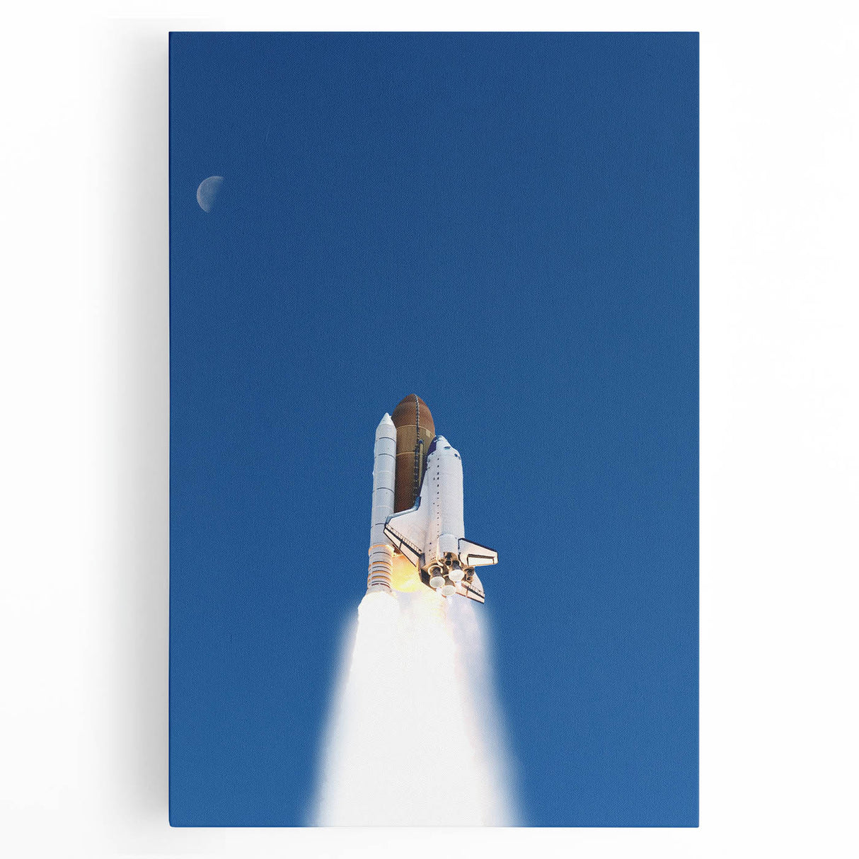 Black and white stretched canvas of a vintage spacecraft, ideal for kitchen wall art.