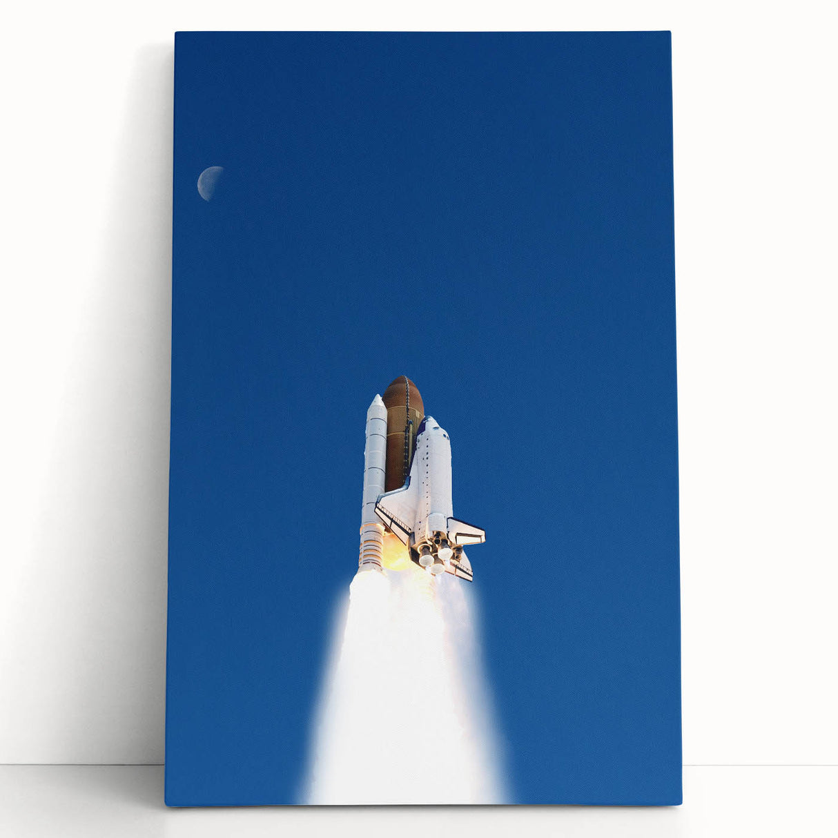 Black and white sketch of a spacecraft on stretched canvas, ideal for kitchen wall art or bedroom ambiance.