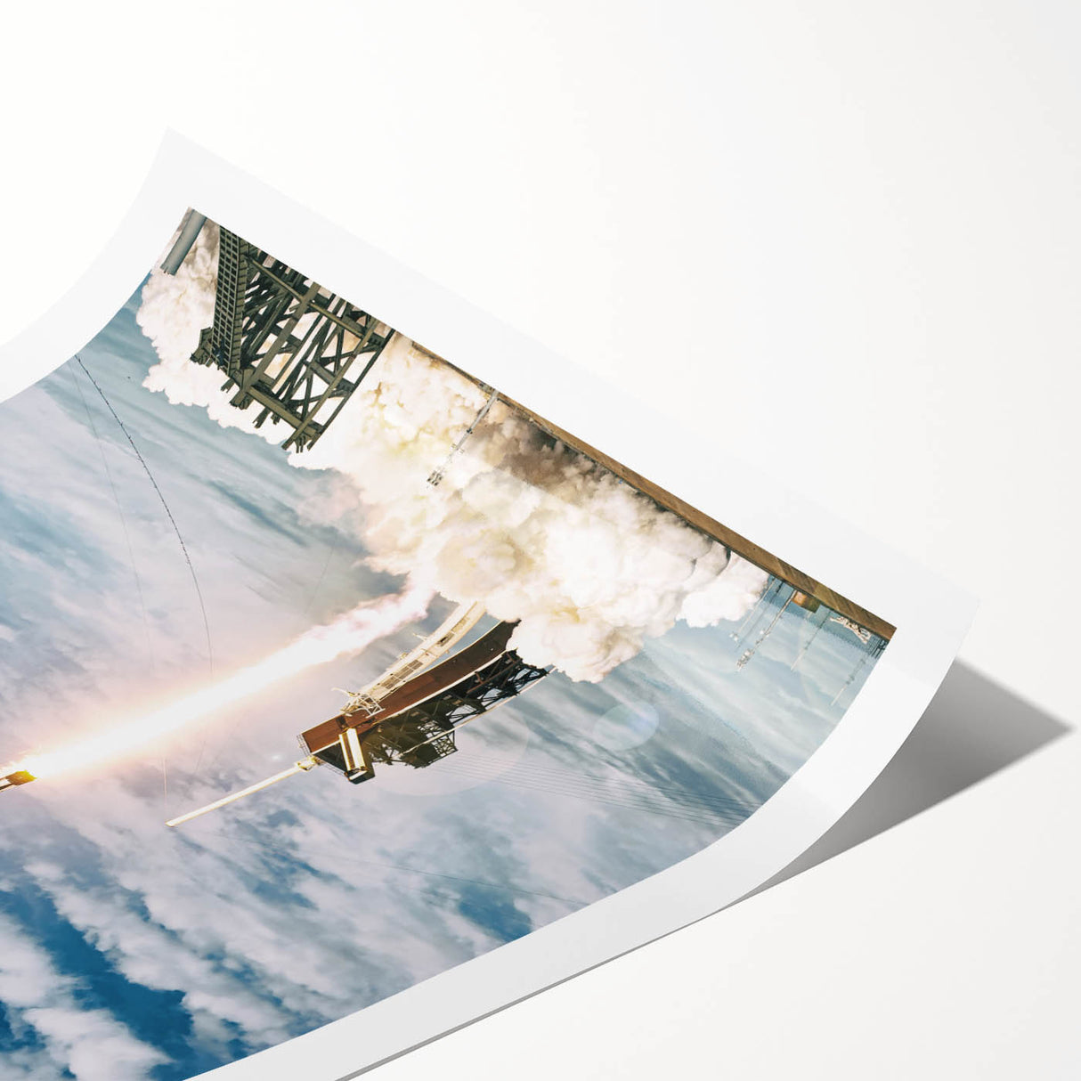 Extra large wall art featuring a line art design of flowers in black and white on a rolled canvas.