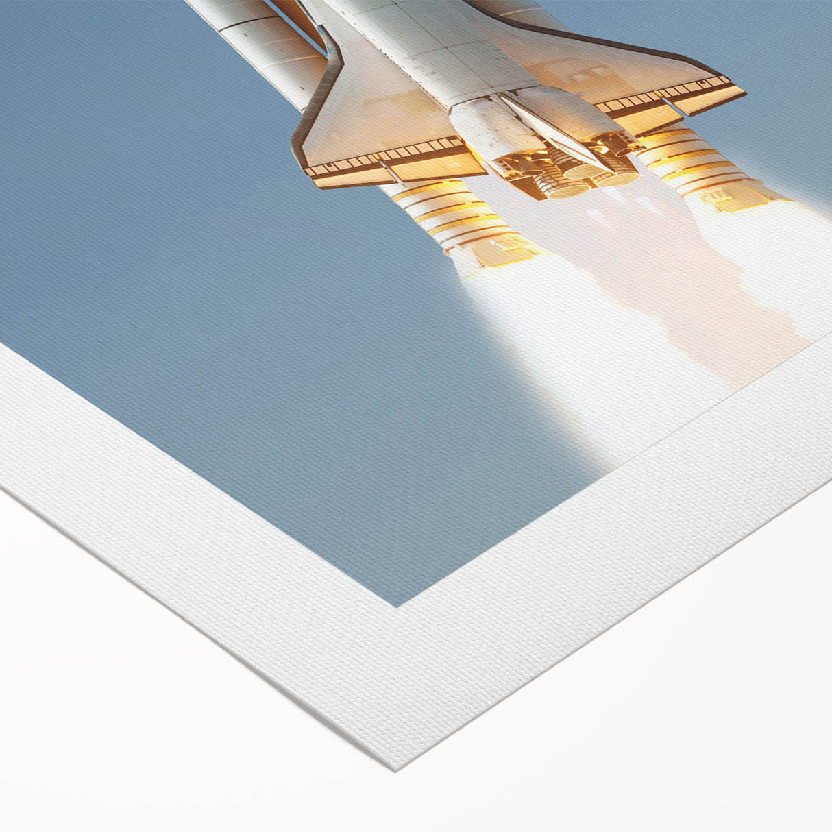 Art deco poster of a vintage spacecraft, rendered in muted metallic tones on rolled canvas, suitable for dining room decor.