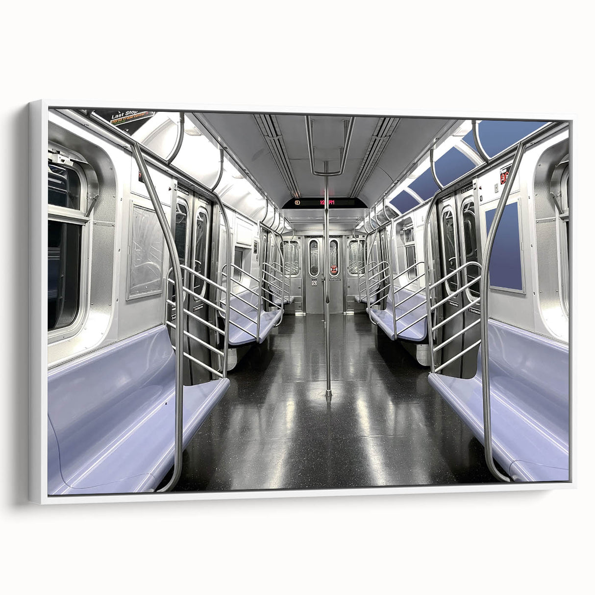 Vintage poster art of a colorful subway map on a framed canvas, ideal for extra large wall art in a living room.