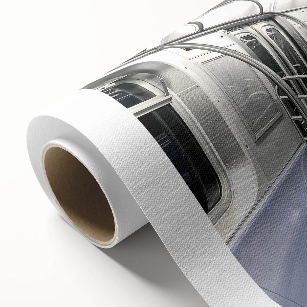 Art deco style subway poster in bold black and yellow, printed on rolled canvas.