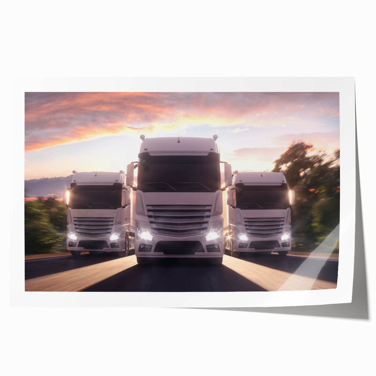 Rolled print of a vintage truck in muted earth tones, ideal for art wall dining room.