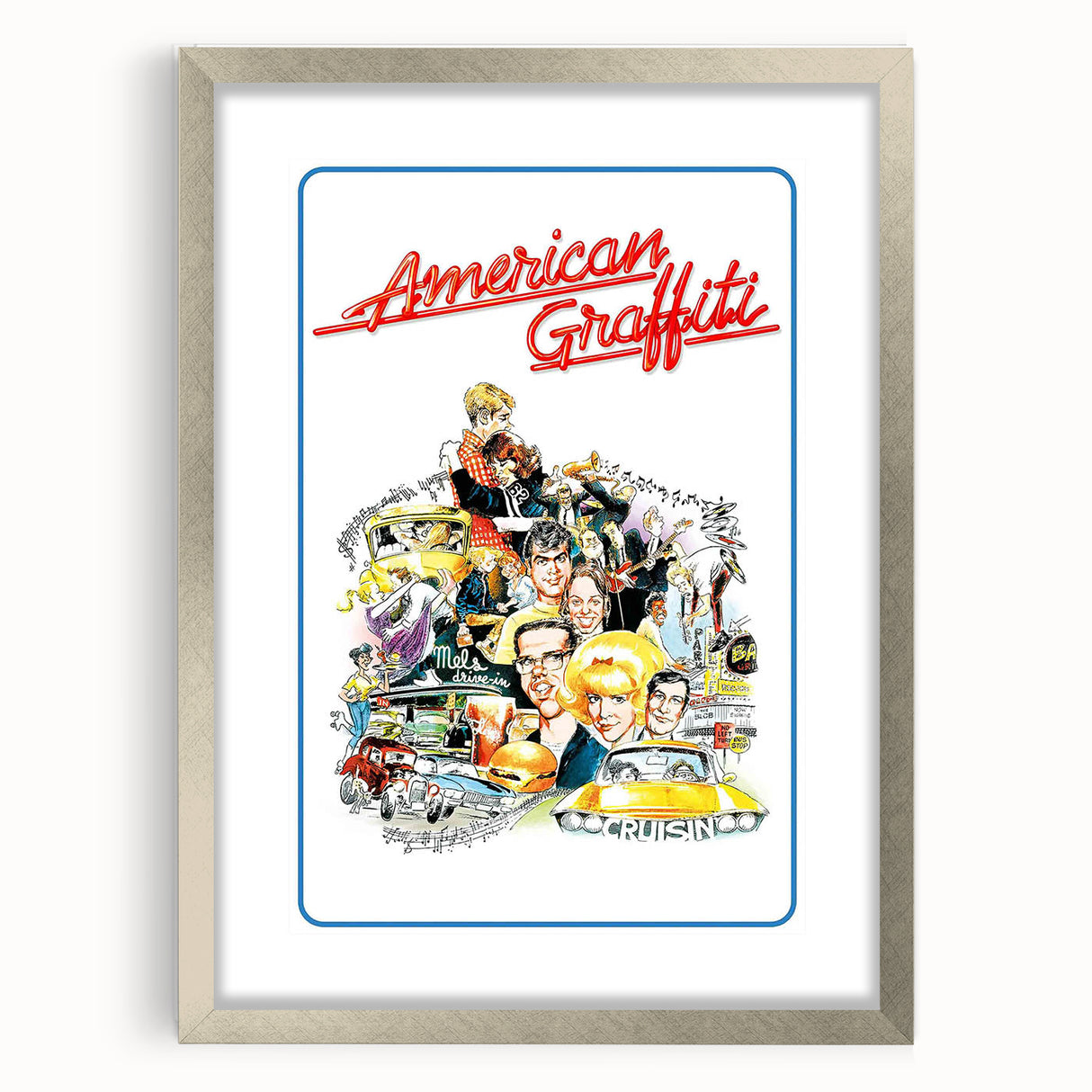 1970s Vintage Movie Poster American Graffiti Retro Film Art