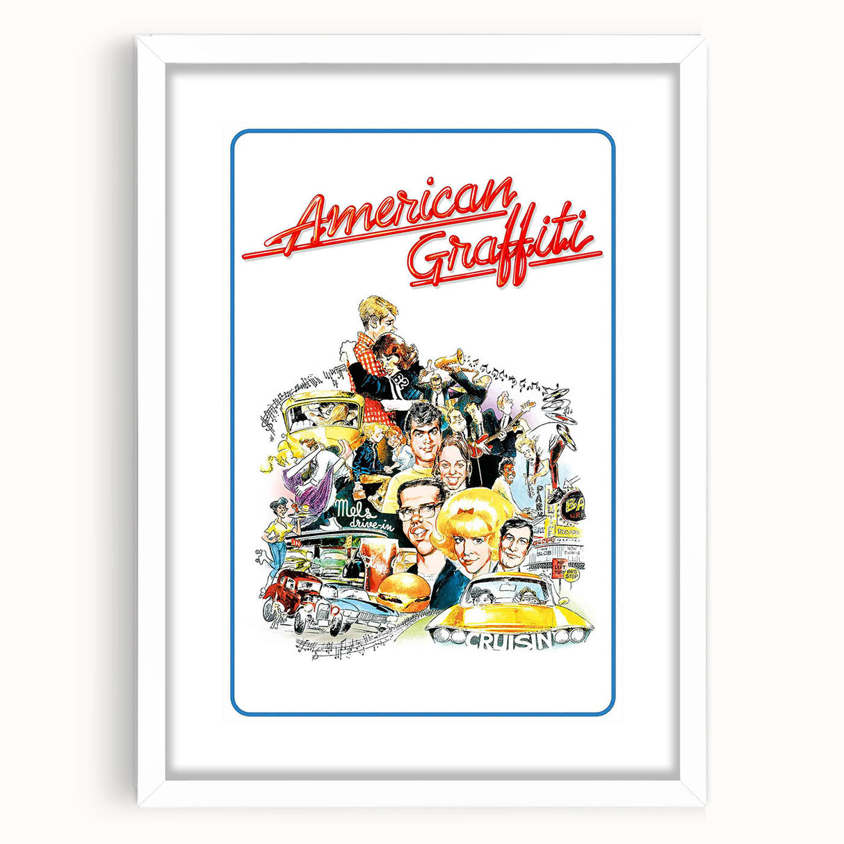 1970s Vintage Movie Poster American Graffiti Retro Film Art