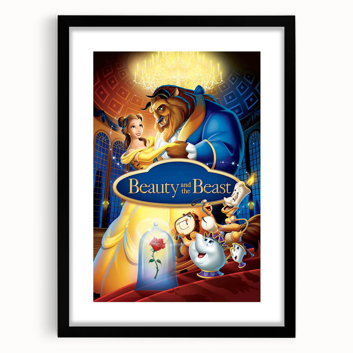 1990s Vintage Movie Poster – Beauty and the Beast Retro Disney Art