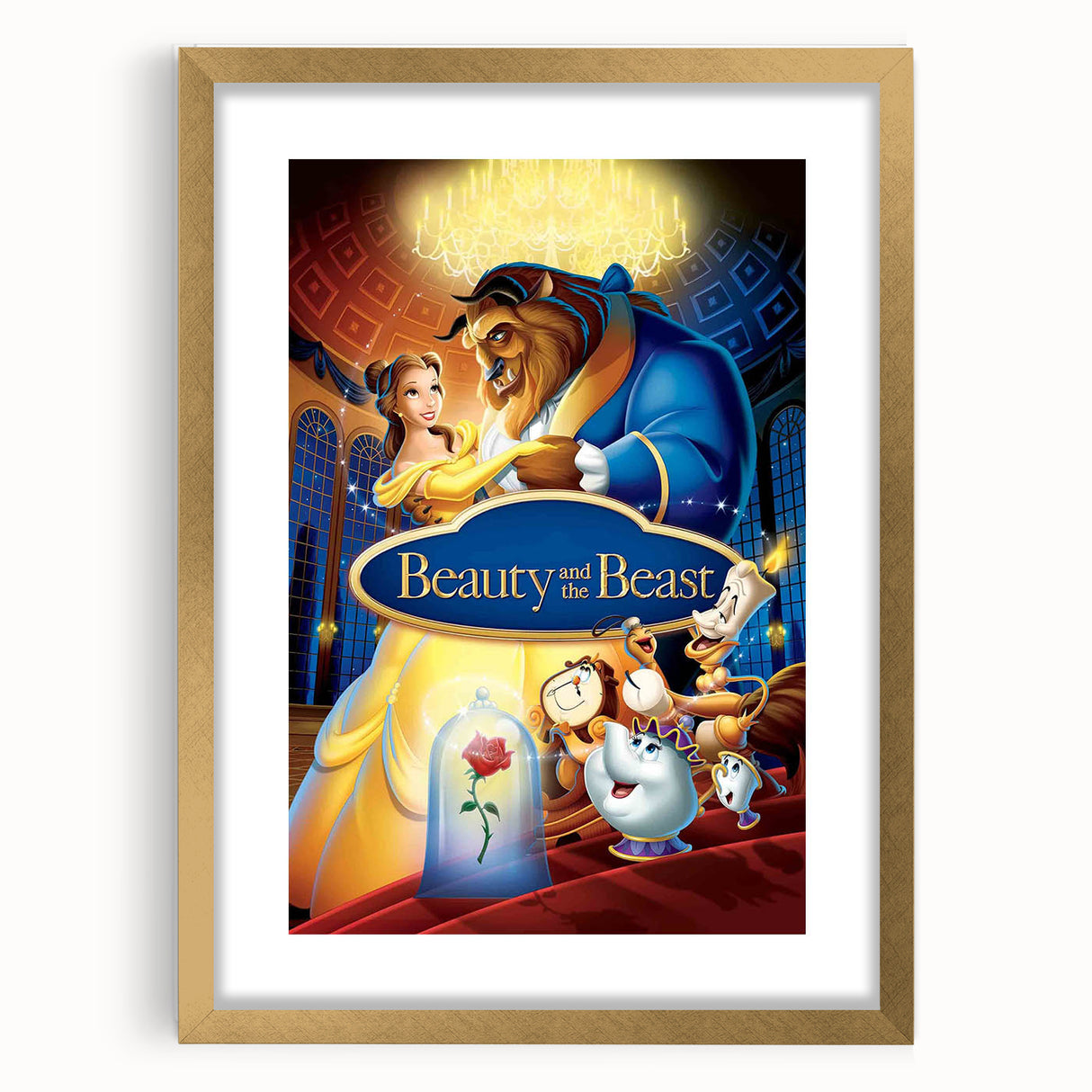 1990s Vintage Movie Poster – Beauty and the Beast Retro Disney Art
