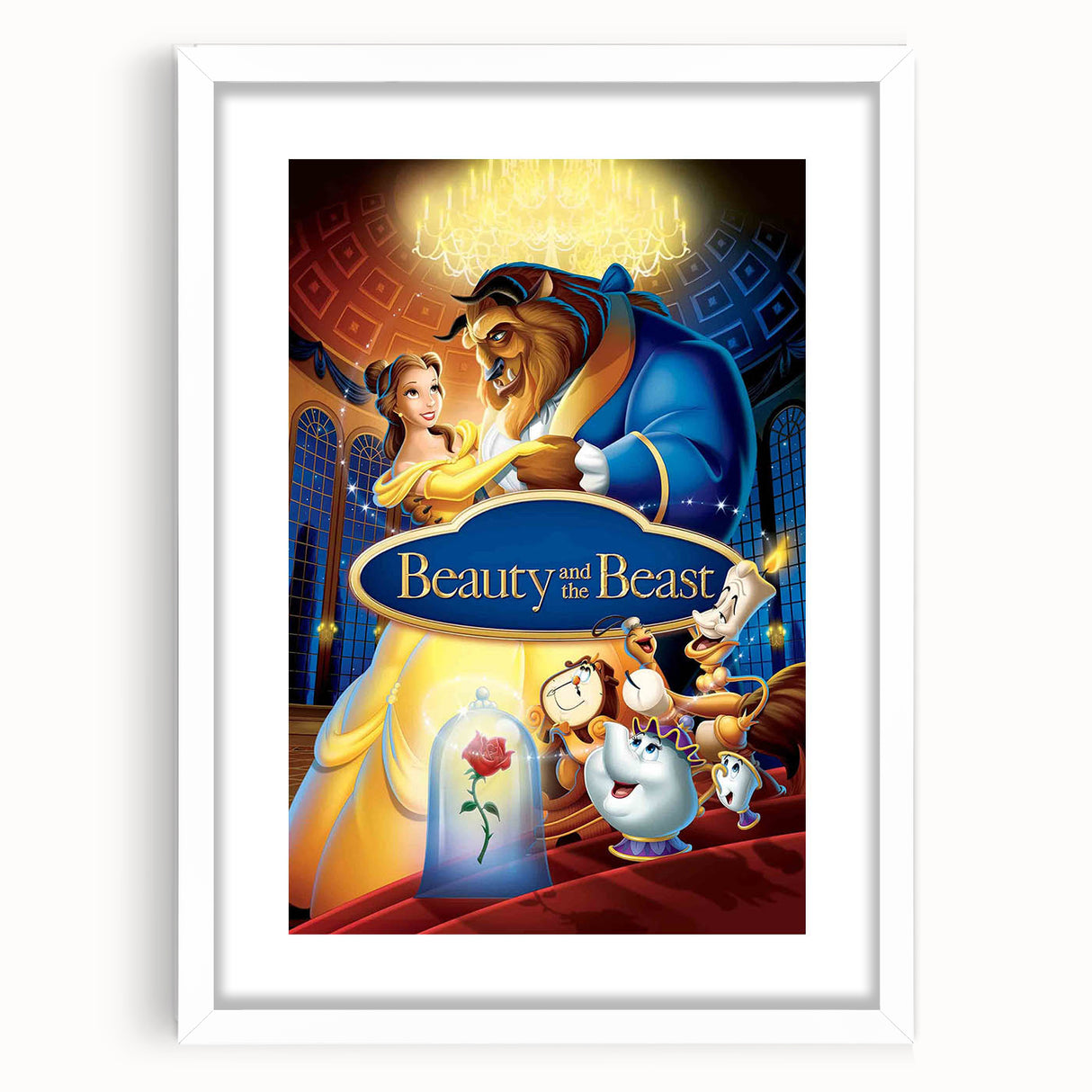 1990s Vintage Movie Poster – Beauty and the Beast Retro Disney Art