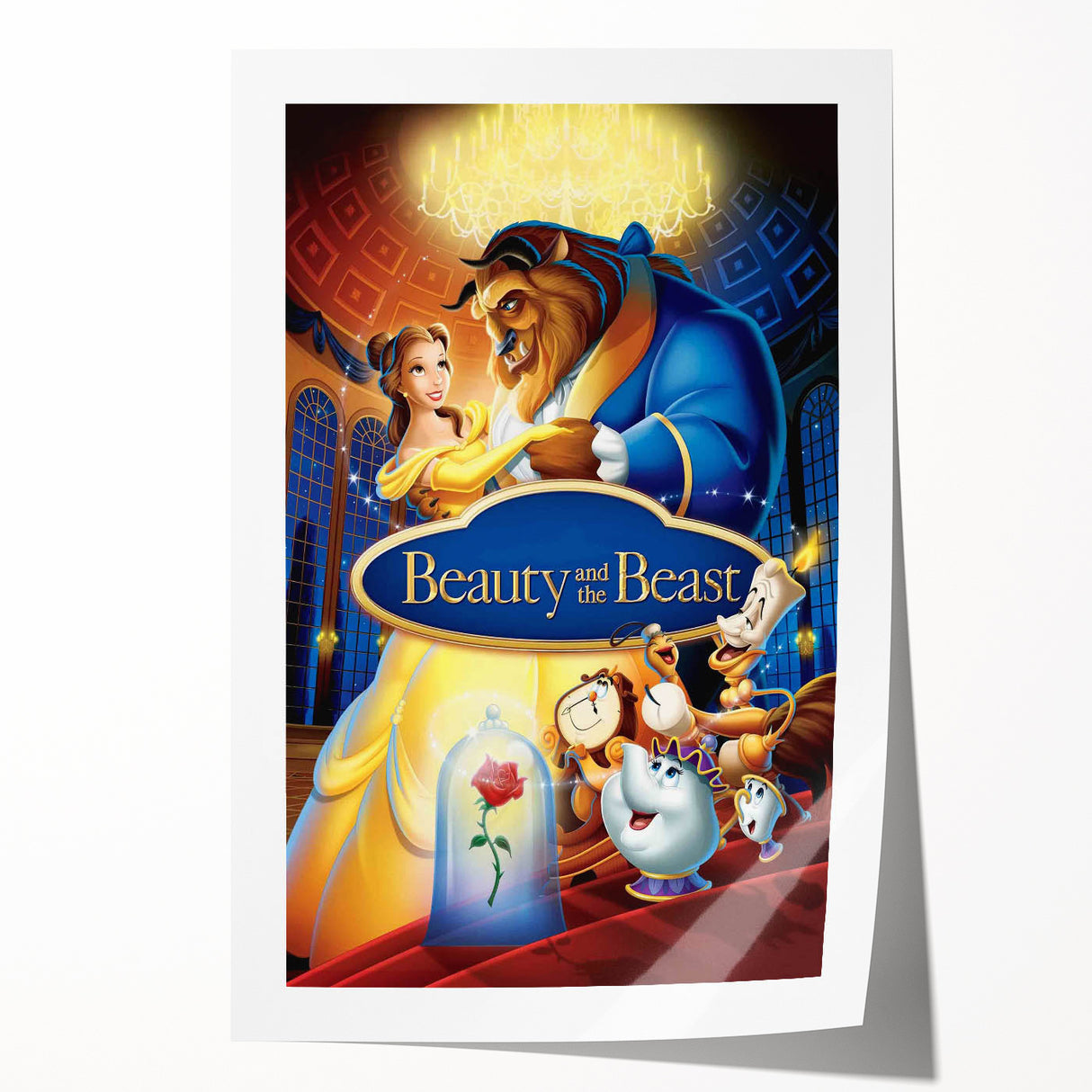 1990s Vintage Movie Poster – Beauty and the Beast Retro Disney Art