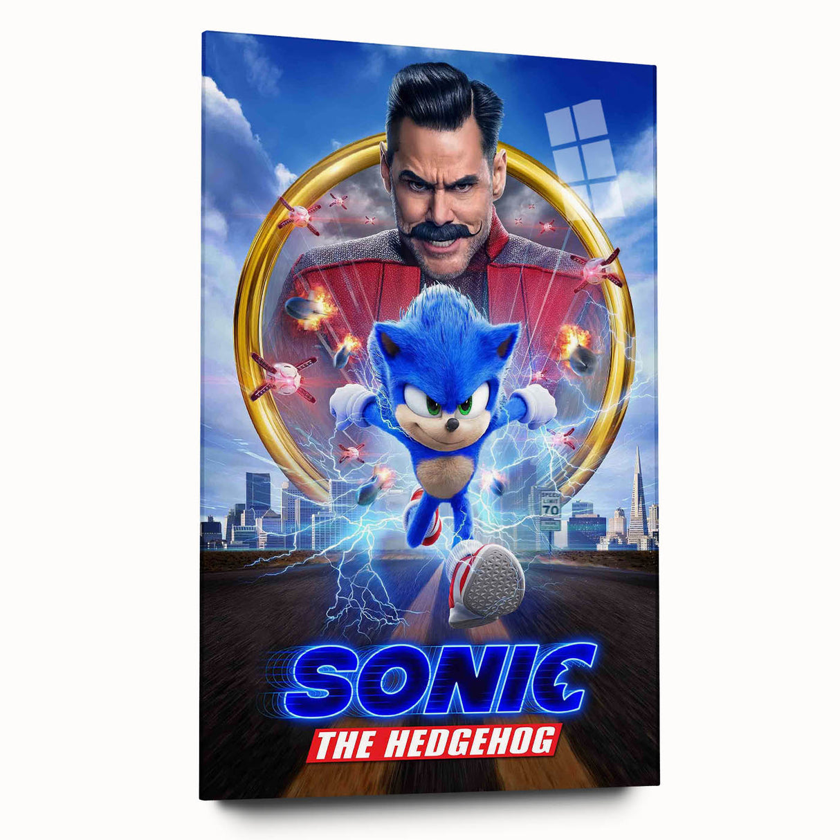 2020s Vintage Movie Poster - Sonic the Hedgehog Action Film Art