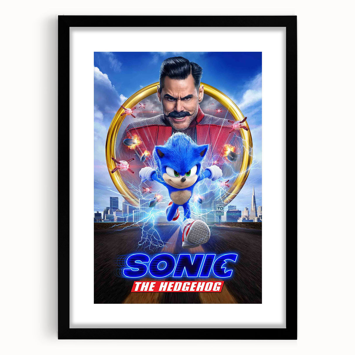 2020s Vintage Movie Poster - Sonic the Hedgehog Action Film Art