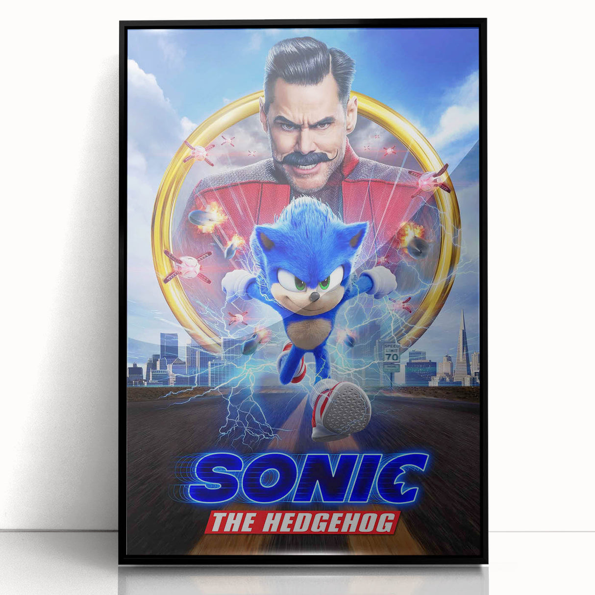 2020s Vintage Movie Poster - Sonic the Hedgehog Action Film Art