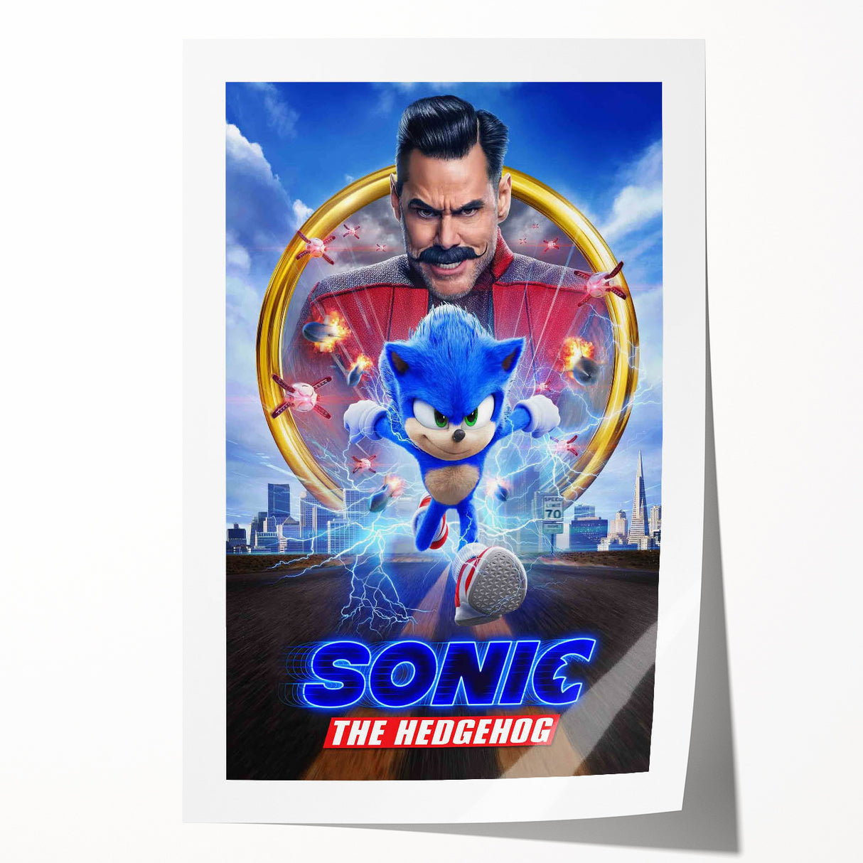 2020s Vintage Movie Poster - Sonic the Hedgehog Action Film Art