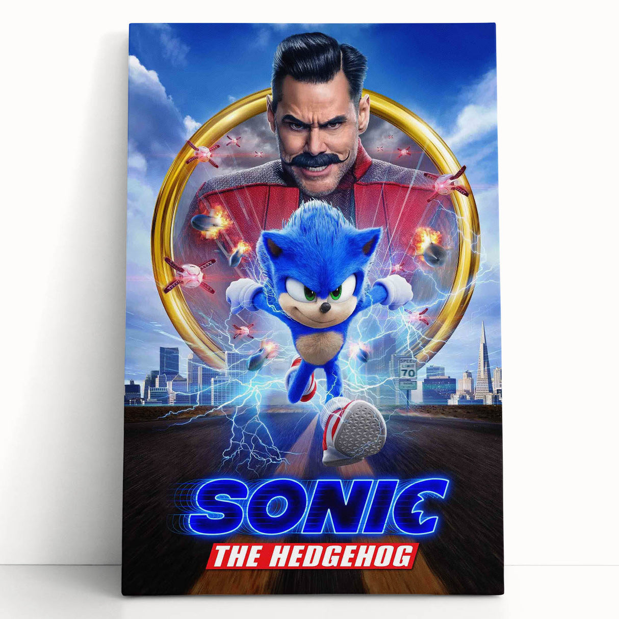 2020s Vintage Movie Poster - Sonic the Hedgehog Action Film Art