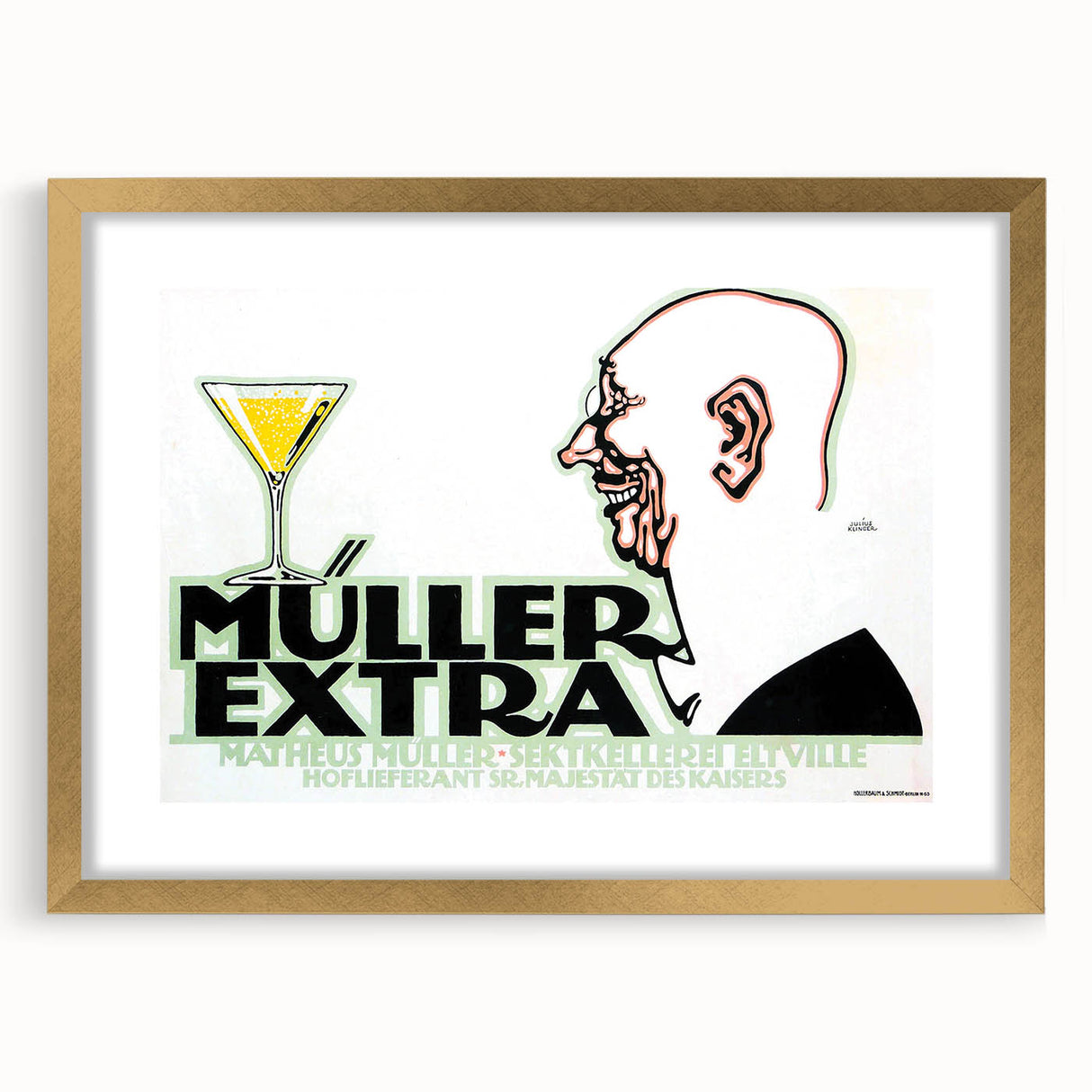 Vintage Müller Extra Champagne Ad – Retro German Poster Wall Art