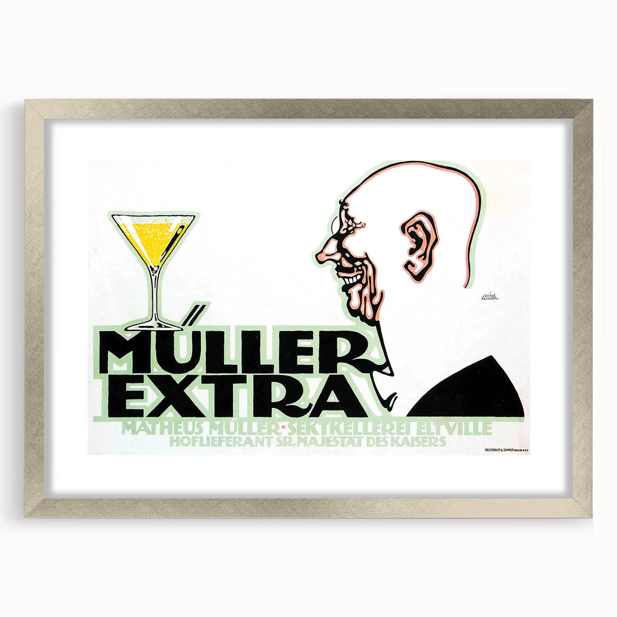 Vintage Müller Extra Champagne Ad – Retro German Poster Wall Art