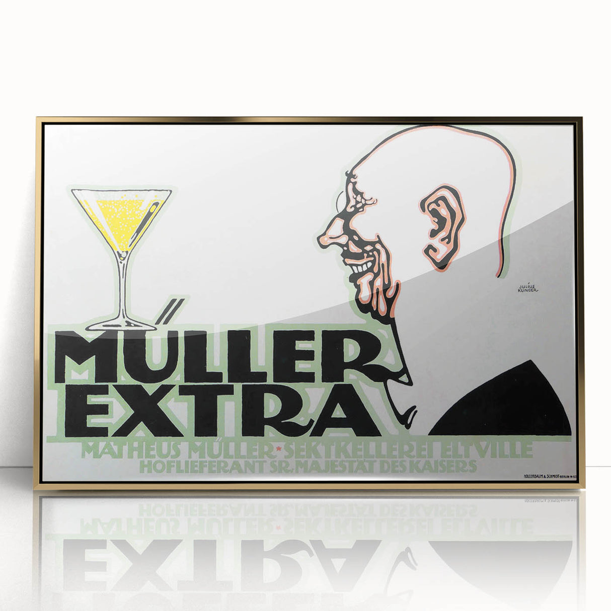 Vintage Müller Extra Champagne Ad – Retro German Poster Wall Art