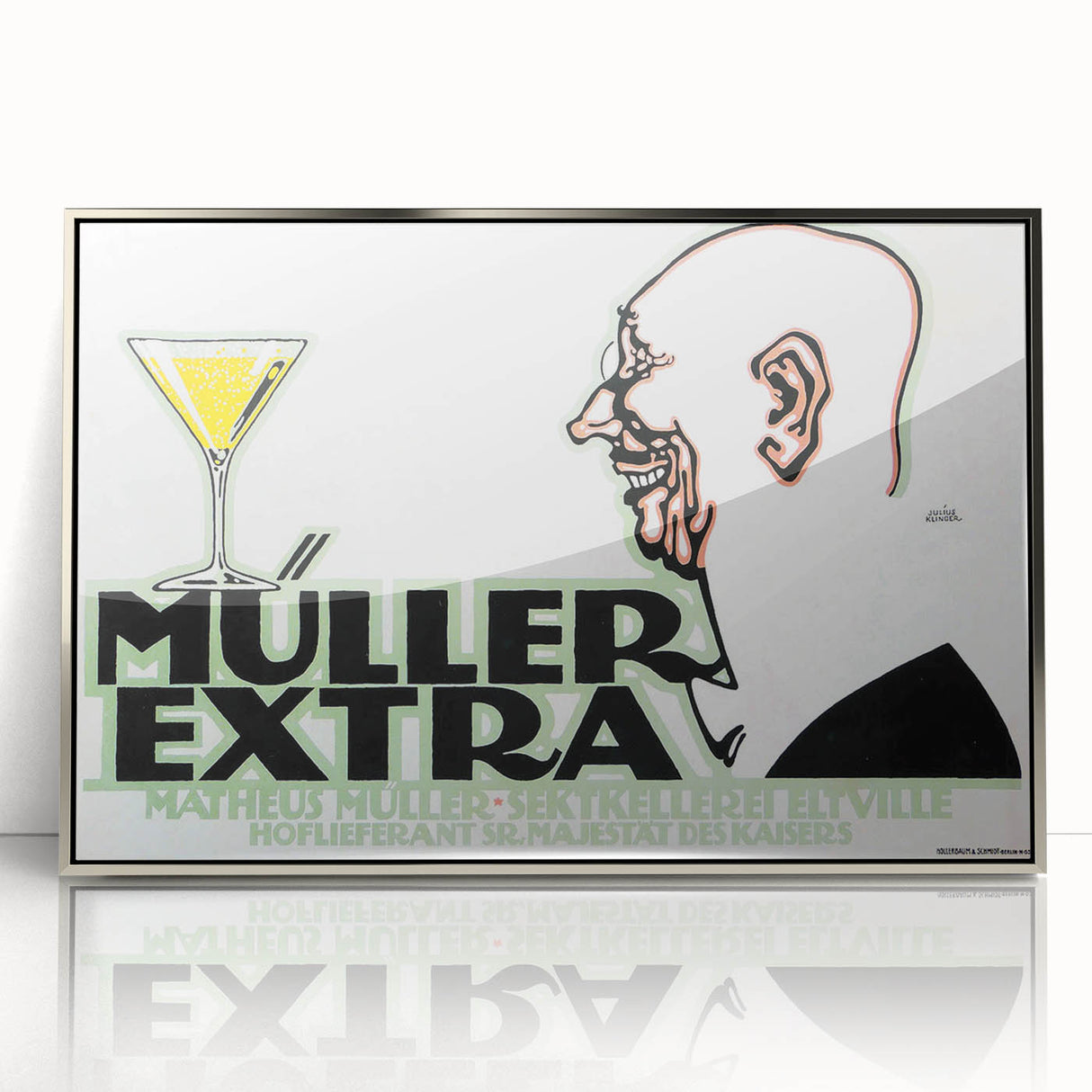 Vintage Müller Extra Champagne Ad – Retro German Poster Wall Art