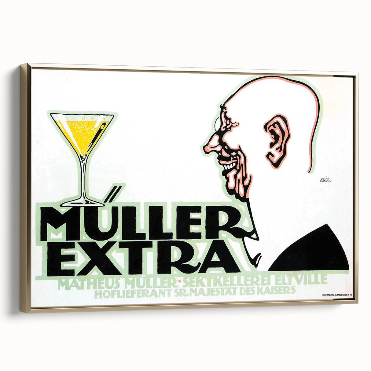Vintage Müller Extra Champagne Ad – Retro German Poster Wall Art