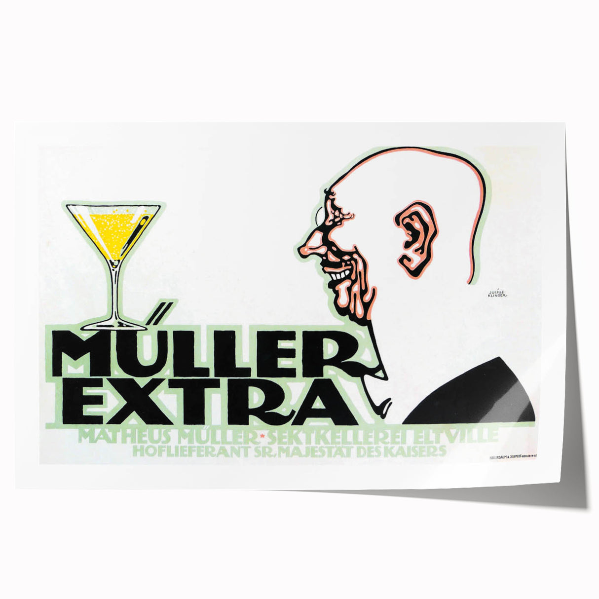 Vintage Müller Extra Champagne Ad – Retro German Poster Wall Art
