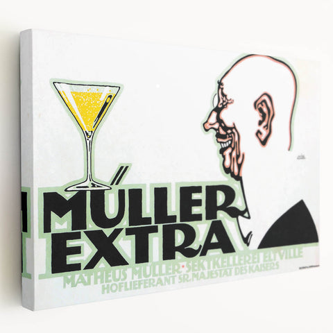 Vintage Müller Extra Champagne Ad – Retro German Poster Wall Art
