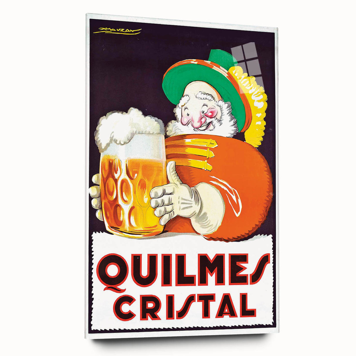 Vintage Quilmes Cristal Poster – Retro Beer Ad with Cheerful Character