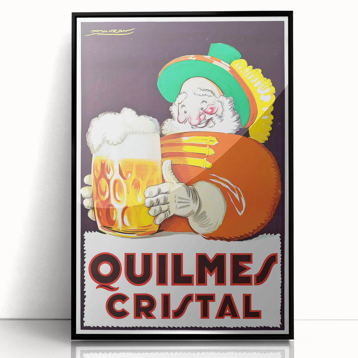 Vintage Quilmes Cristal Poster – Retro Beer Ad with Cheerful Character