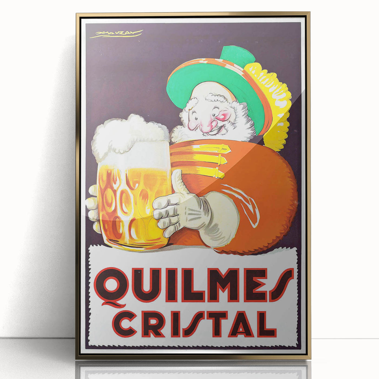 Vintage Quilmes Cristal Poster – Retro Beer Ad with Cheerful Character