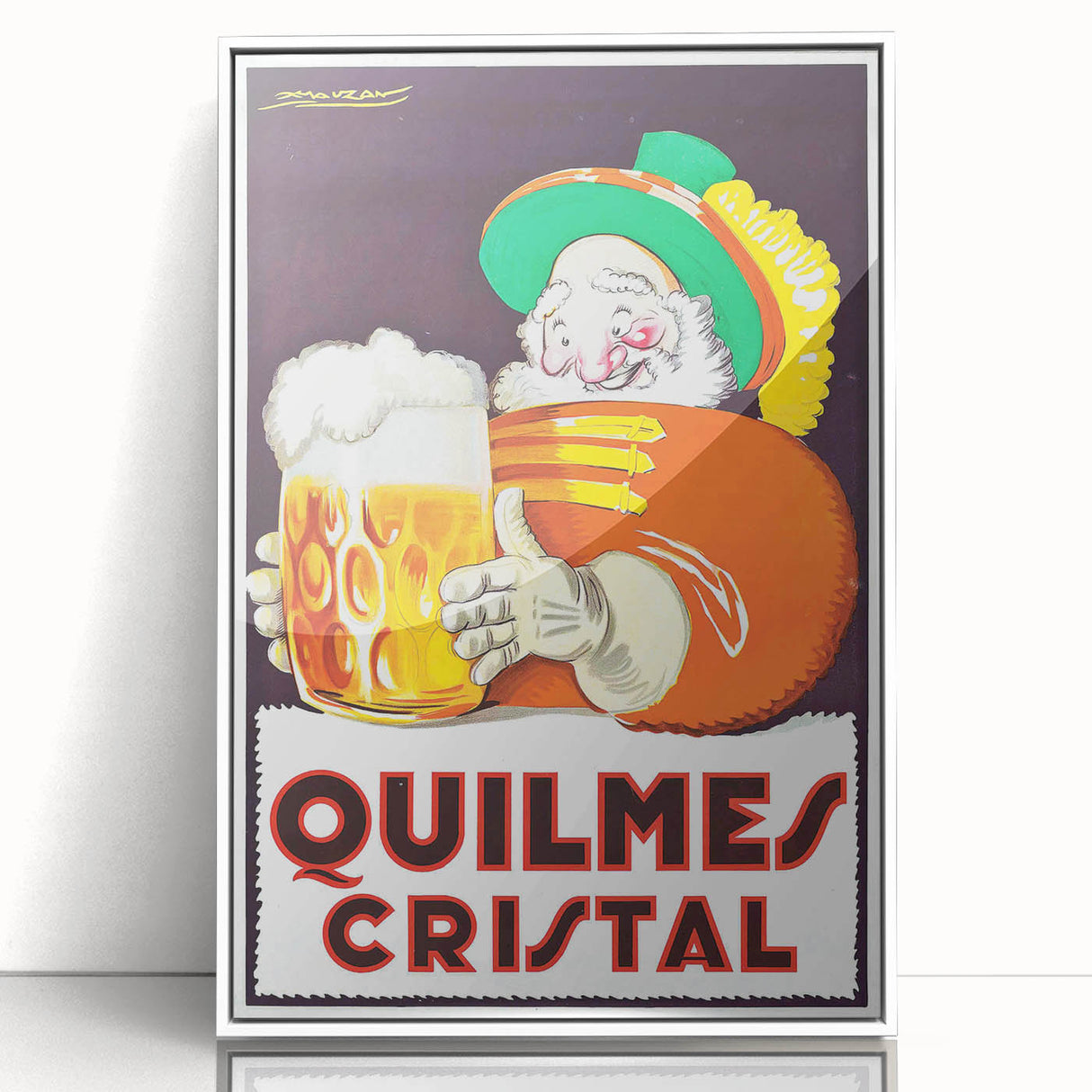 Vintage Quilmes Cristal Poster – Retro Beer Ad with Cheerful Character