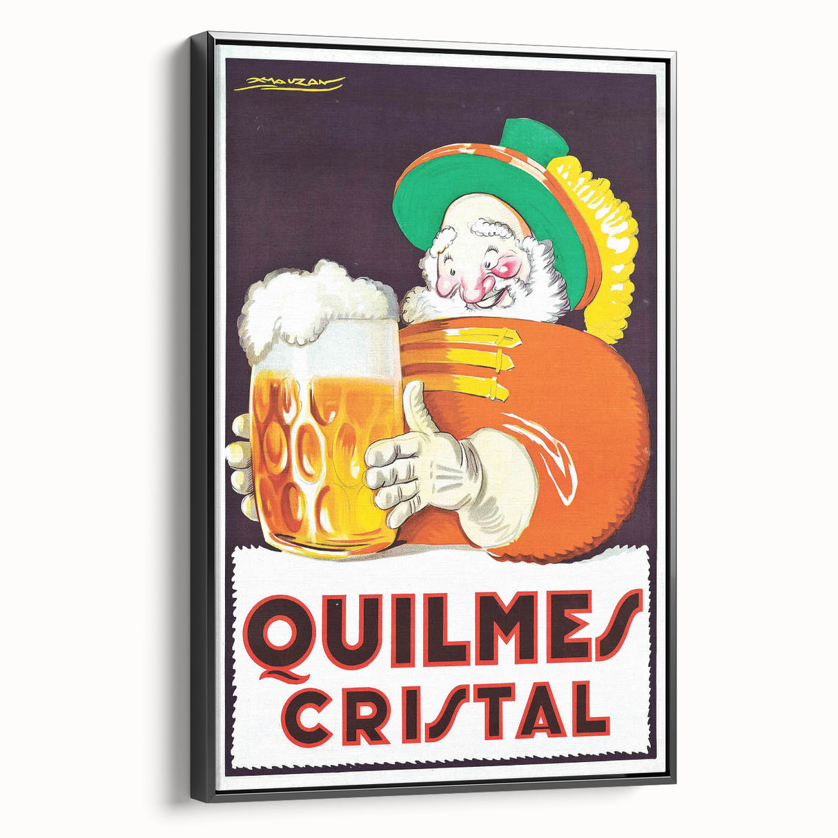 Vintage Quilmes Cristal Poster – Retro Beer Ad with Cheerful Character