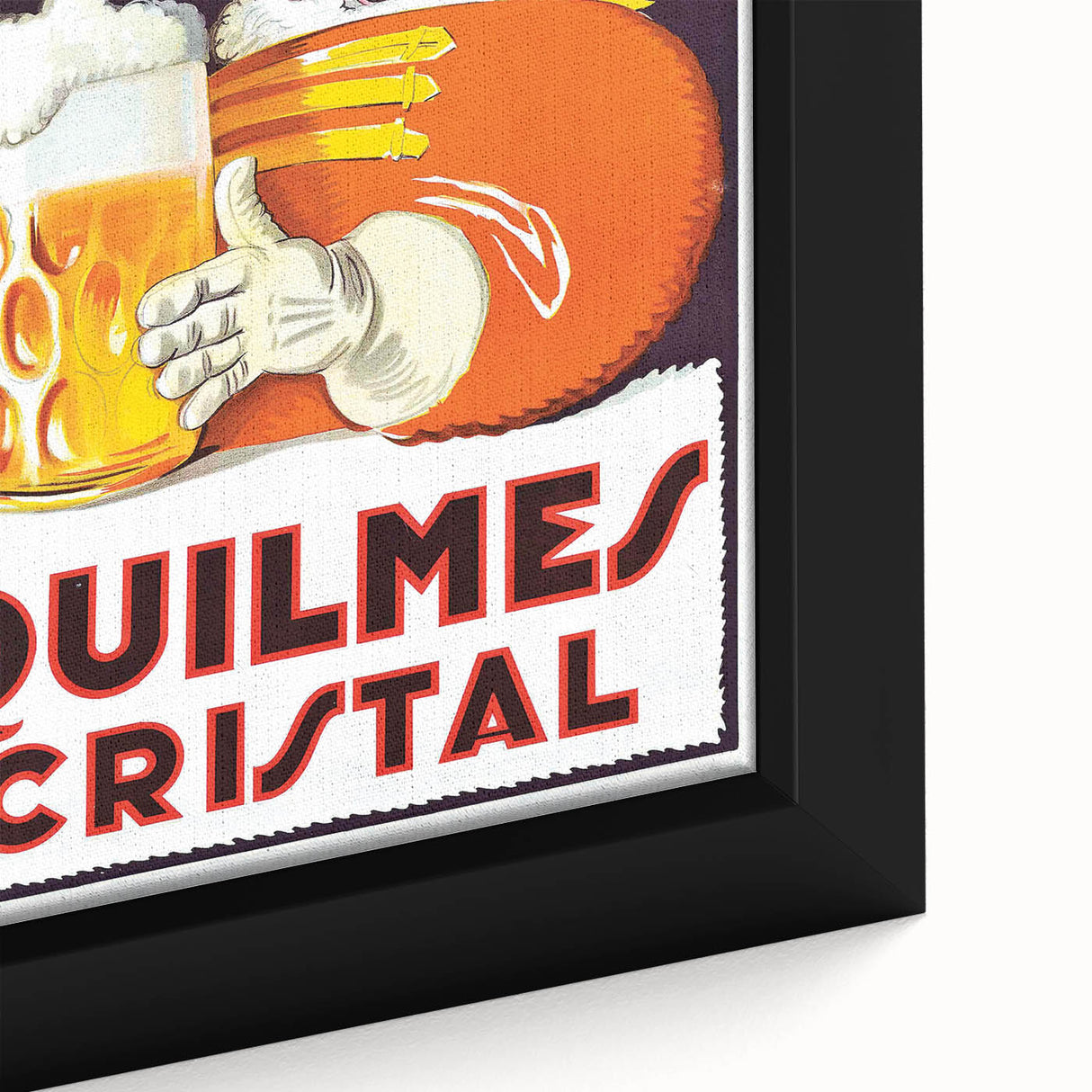 Vintage Quilmes Cristal Poster – Retro Beer Ad with Cheerful Character