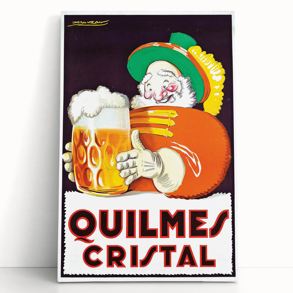 Vintage Quilmes Cristal Poster – Retro Beer Ad with Cheerful Character