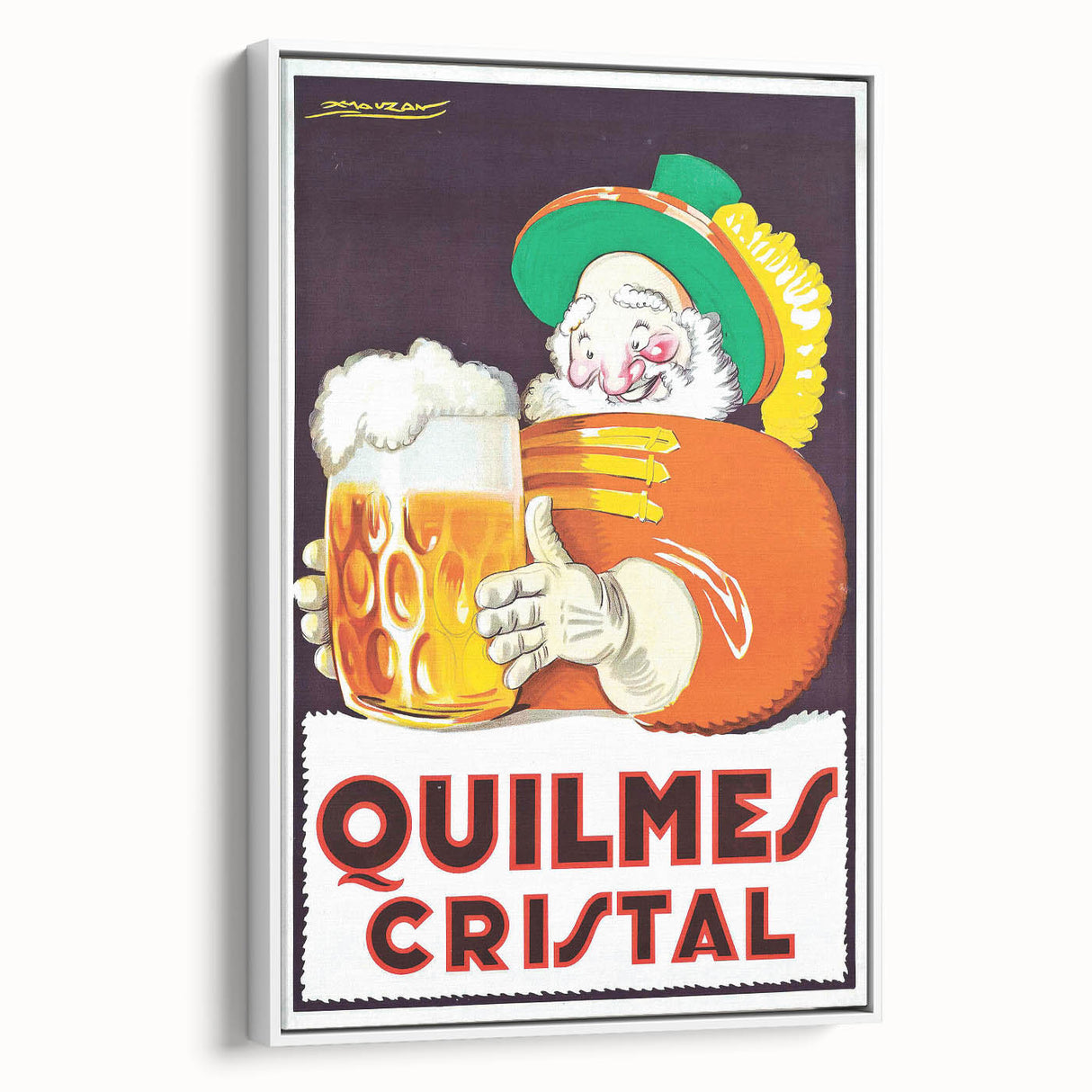 Vintage Quilmes Cristal Poster – Retro Beer Ad with Cheerful Character