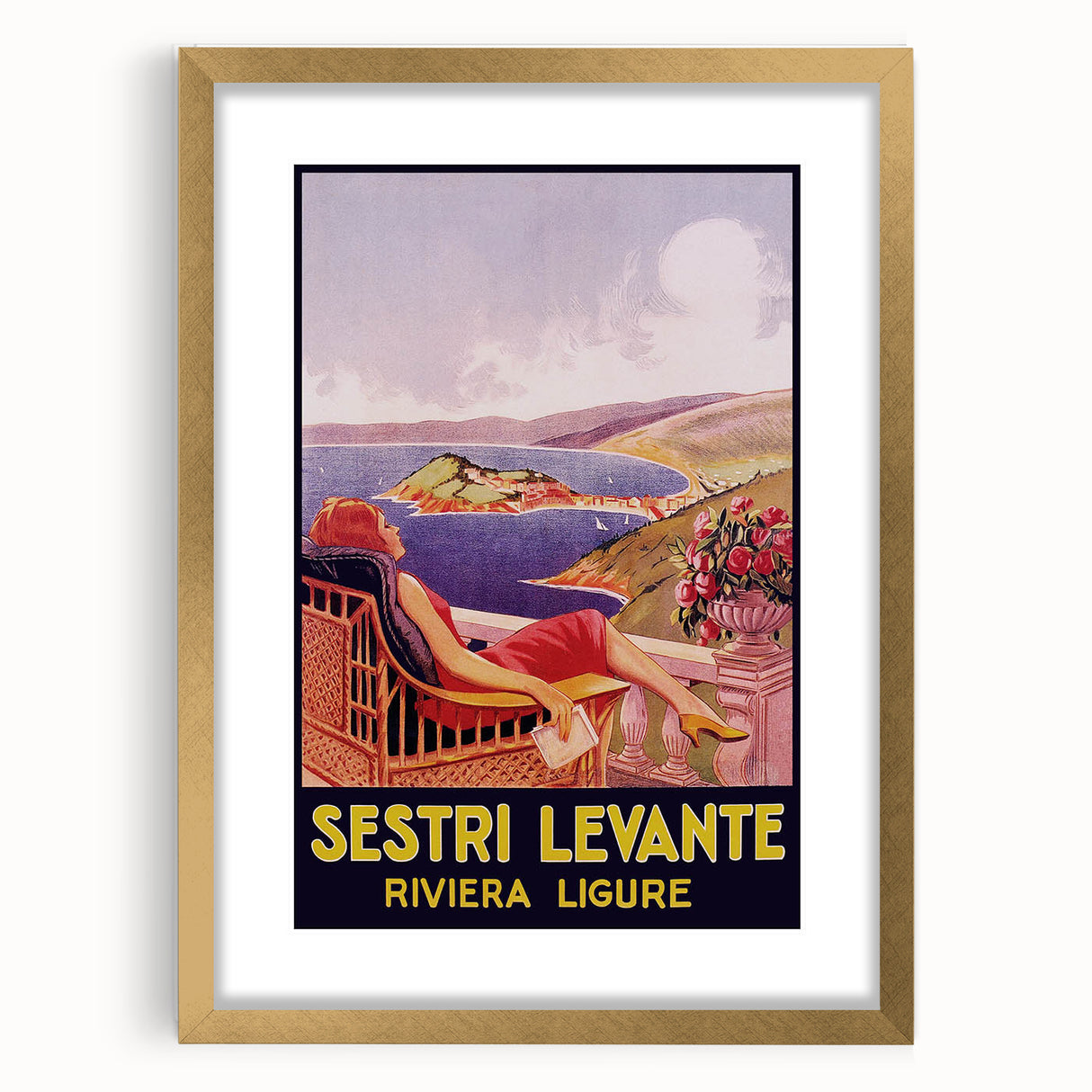 Vintage Sestri Levante Poster – Retro Italian Riviera Travel Art
