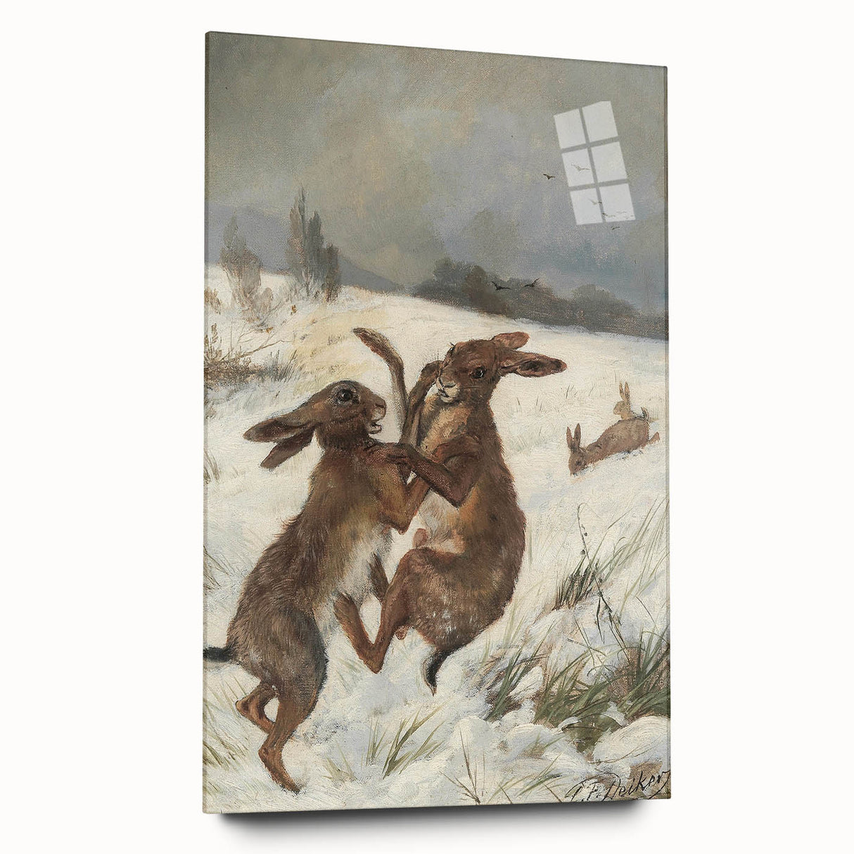 Vintage Animal Art - Snowy Hares Antique Wildlife Print