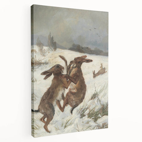 Vintage Animal Art - Snowy Hares Antique Wildlife Print