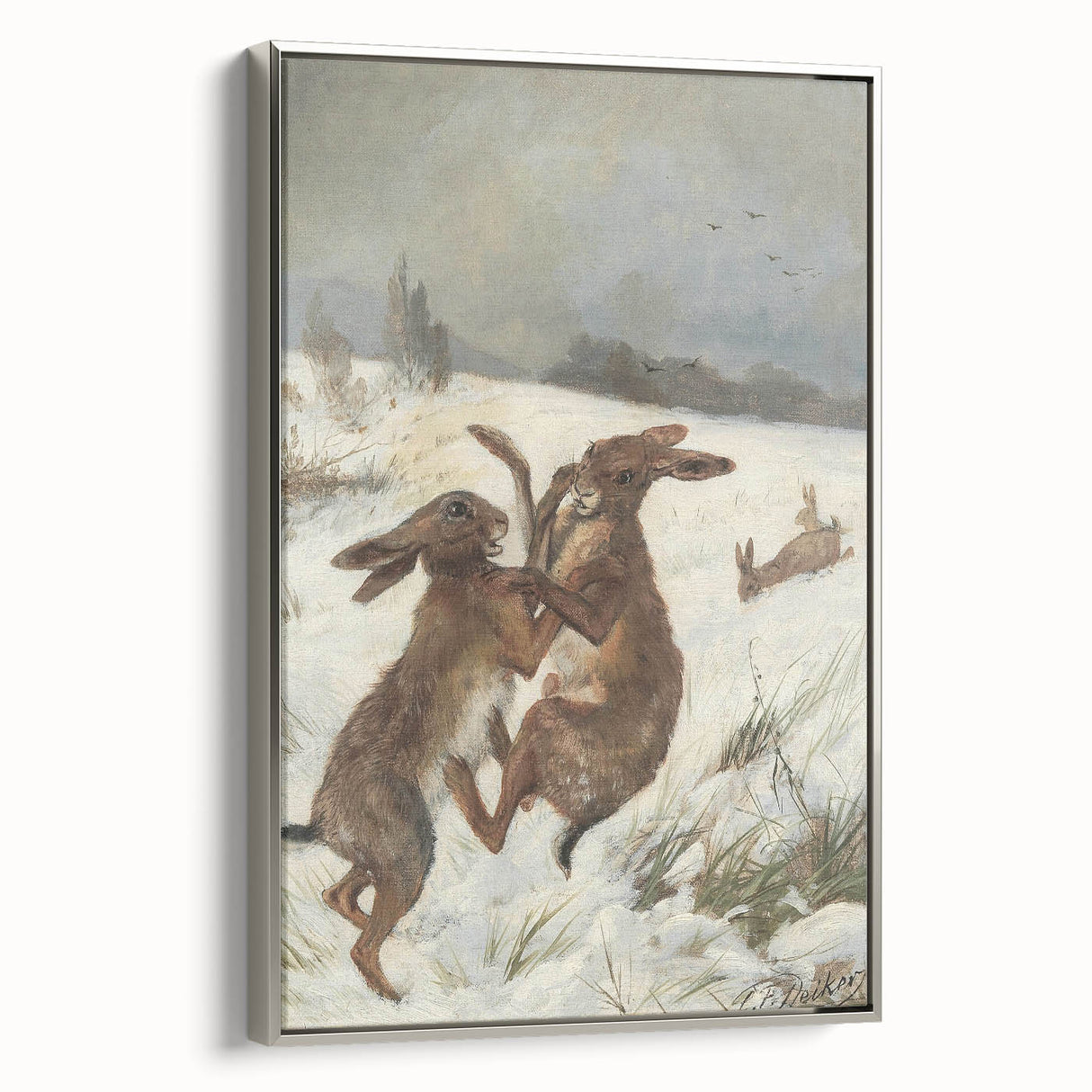 Vintage Animal Art - Snowy Hares Antique Wildlife Print