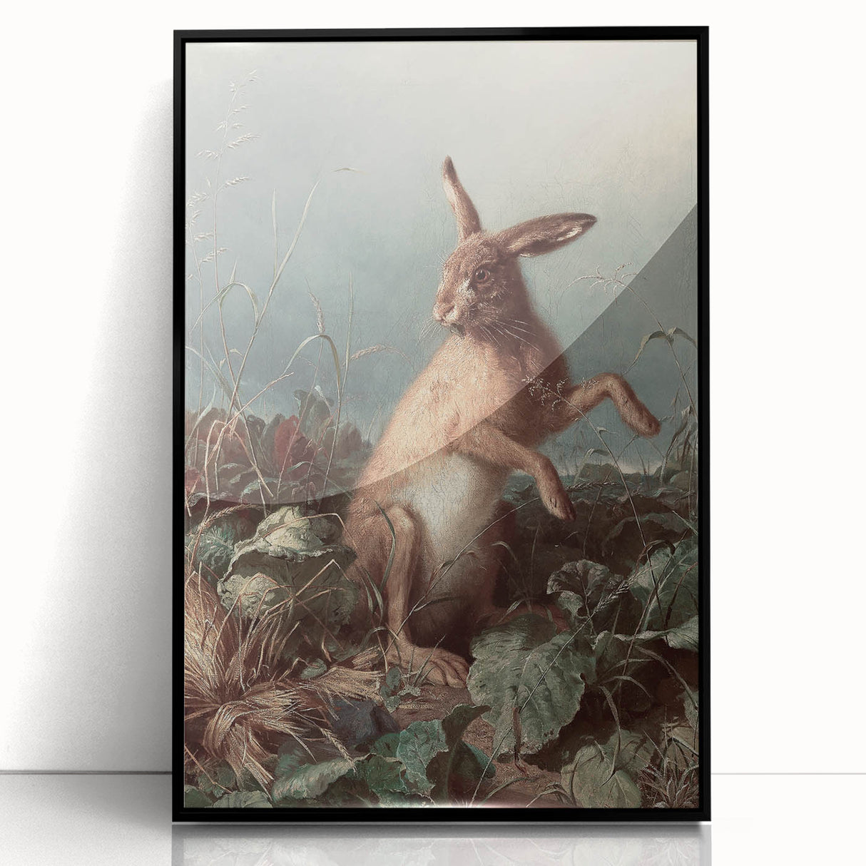 Vintage Animal Art - Hare in the Grass Antique Wildlife Print