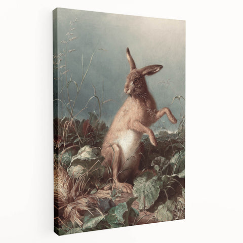 Vintage Animal Art - Hare in the Grass Antique Wildlife Print