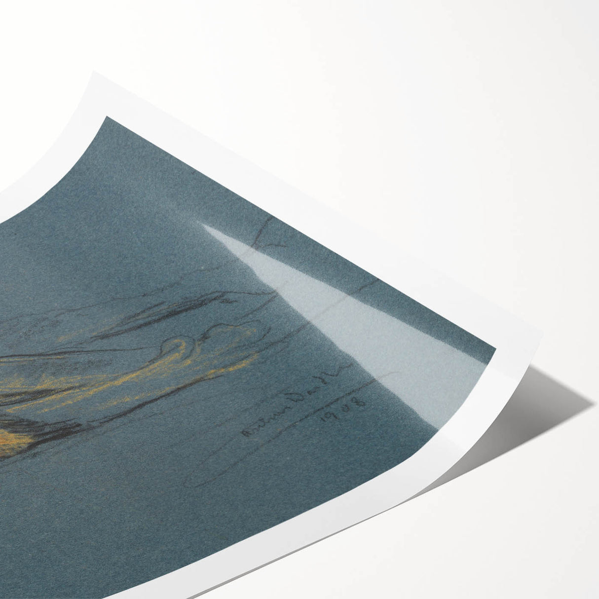 Vintage Animal Art - Resting Lion Antique Wildlife Sketch