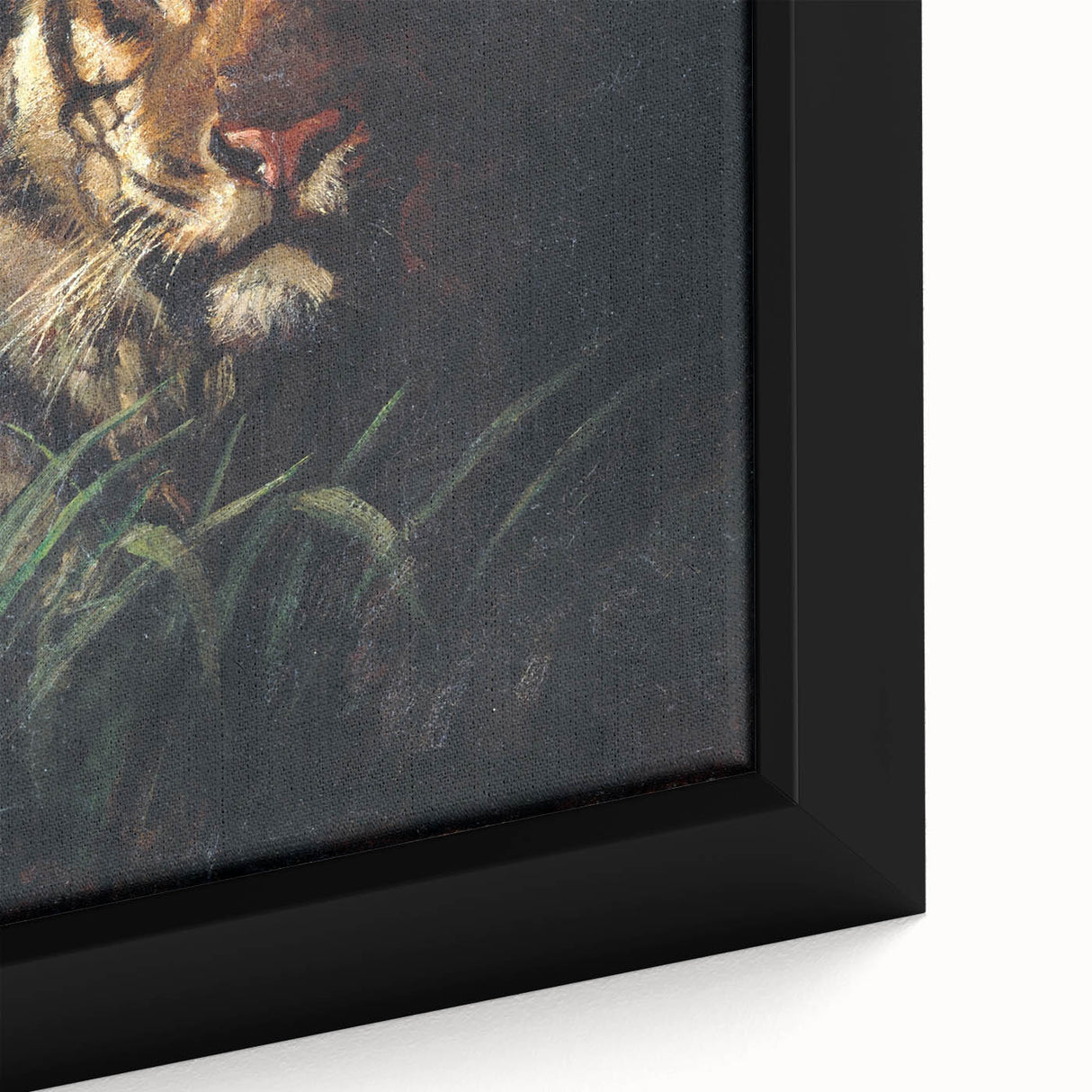 Vintage Animal Art - Majestic Tiger in the Grass Antique Print