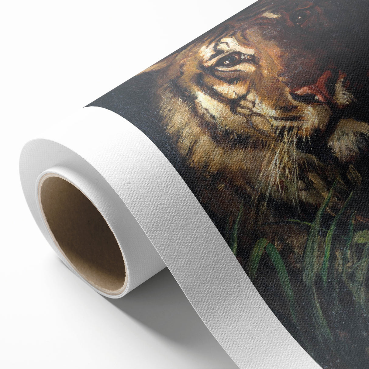 Vintage Animal Art - Majestic Tiger in the Grass Antique Print