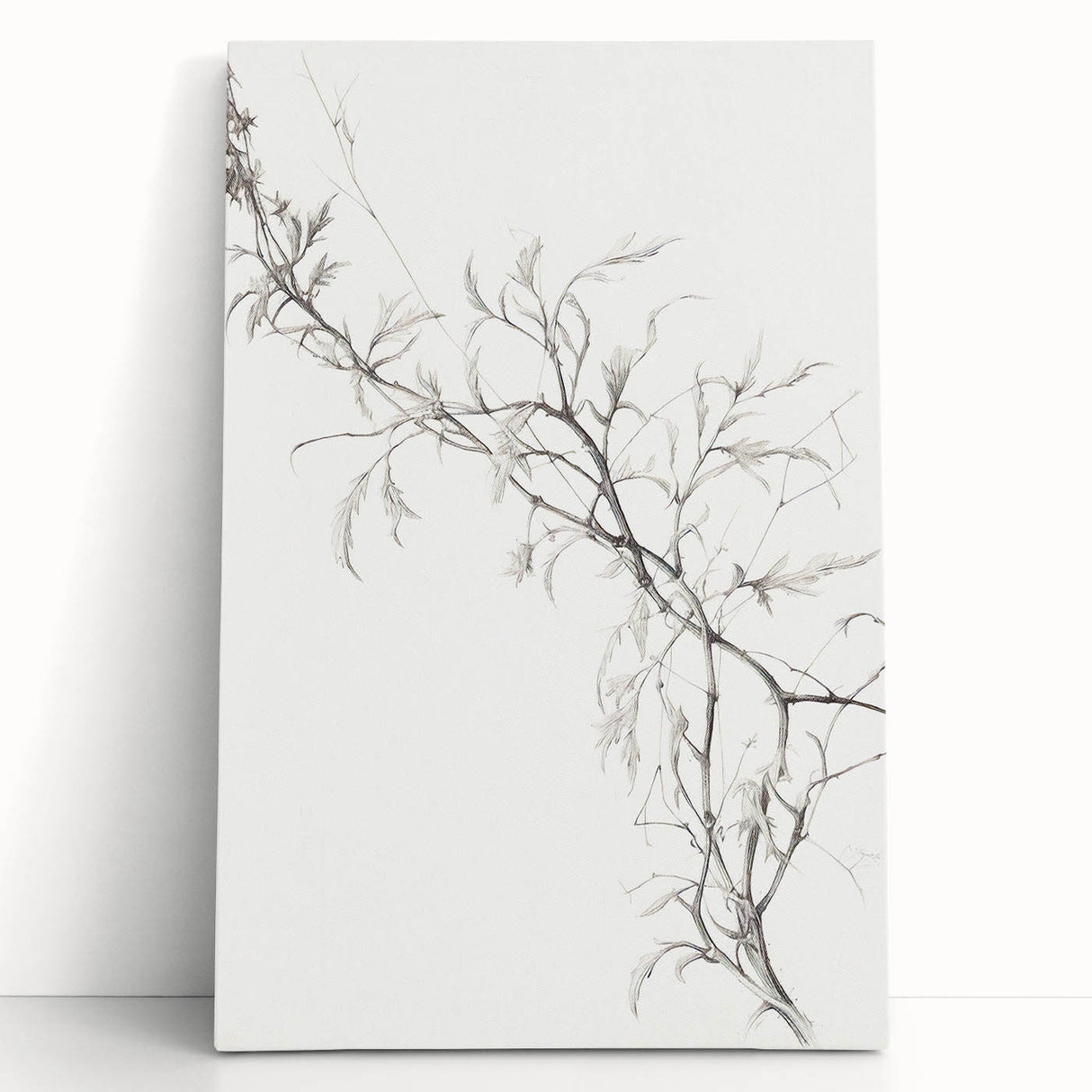 Vintage Botanical Art Prints – Elegant Branch Pencil Drawing